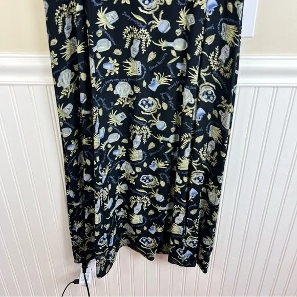 TT Mar Vintage Midi Dress Whimsical Botanical Print Rayon 90s Grunge Grannycore - Picture 8 of 15